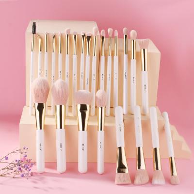 China Angular Blush BEILI Professional Makeup Brushes 24pcs Handle White Wooden White Private Label Brushes Set for sale