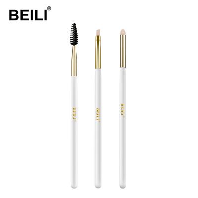 China BEILI skin-friendly white 3pcs vegan wool fiber nano private label makeup brush eyeshadow brush brochas maquillajes of the pro set brushes makeup for sale