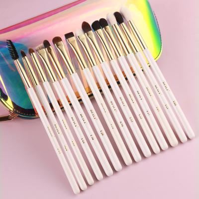 China Wholesale 14 PCs Skin-Friendly Makeup Brush BEILI Low Moq Natural Eyes Make Up Brush Kit Private Label Eyeshadow Makeup Brush Set White for sale