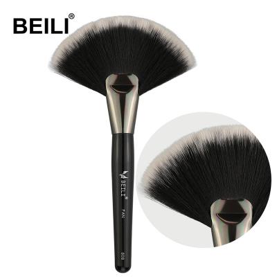 China Vegan 1pcs Fan Blending Brush Face Powder Brush Highlight Bar Hair Highlighter BEILI Fan Makeup Cosmetic Soft Synthetic Brush for sale