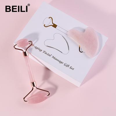 China BEILI Jade Roller Therapy 100% Jade Roller For Face Double Face Slimming Massager Natural Anti Aging Neck Healing Whitening for sale