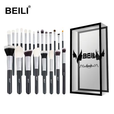 China Angular Blush BEILI 22 Pics Cosmetic Natural Hair Make Up Brushes Shinny Black High Quality And Durable Cosmetic Brushes With Private Label for sale