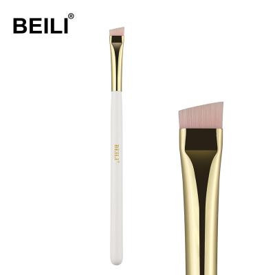 China BEILI Logo Olive White Gold Handle Makeup Brush Wooden Simple Flat Synthetic Hair Eyebrow Brush Custom Made Brushed for sale