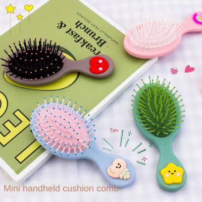 China Pink Soft Synthetic Hair Folding Brush With Mirror Cute Children Unicorn Small Comb Pocket Comb Cartoon For Promotion Gift for sale