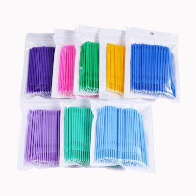 China Lava Lashes Disposable Microbrush Different Color 100pcs/bag Soft Cosmetic Brushes Private Label Micro Brushes for sale