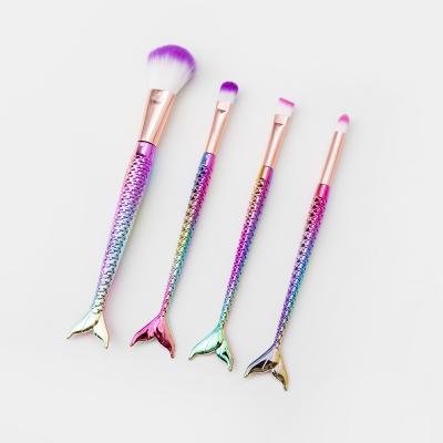 China best selling cosmetic skin-friendly 4pcs mermaid brush fish tail makeup brushes Brochas De Maquillaje for sale