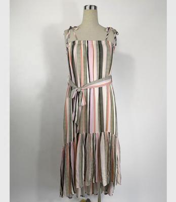 China Women Clothing Italy Style Anti-Static Custom Canvas Dresses Stripe Sleeveless Dress for sale