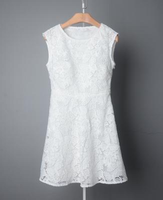 China Guangzhou factory Anti-wrinkle white lace sleeveless white dress for girls party dress wholesale for sale