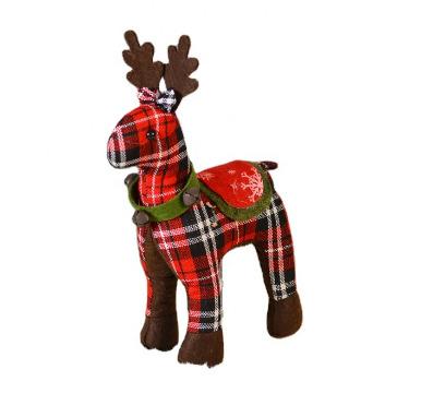 China Hot Selling Christmas Gift 25cm Tartan Deer High Quality Plush Toy Moose Soft Toy Anywhere for sale