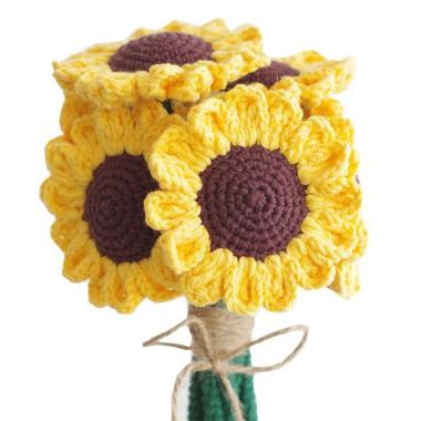 China Anywhere Rose Wholesales Handmade Colored Colorful Handmade Crochet Flowers Crochet Bouquet Sunflower Tulips Lavender for sale