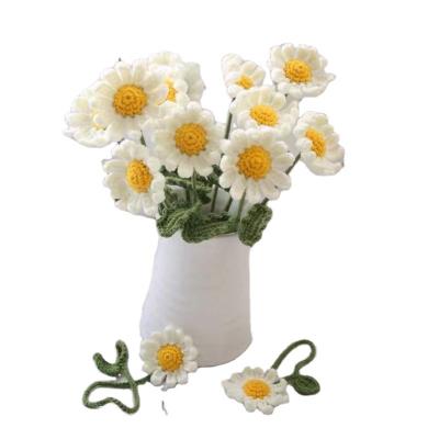 China Anywhere Decorative Yarn Crochet Knitting Handmade Flowers Bouquet In Vase For Home Decoration Crafts for sale