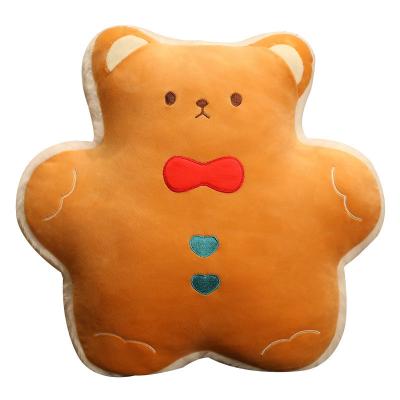 China Anywhere Christmas Toy Gingerbread Man Plush Pillow Warm Hands Cover Xmas Tree Cookie Man Doll Sized Nap Pillow Leaning Desk for sale