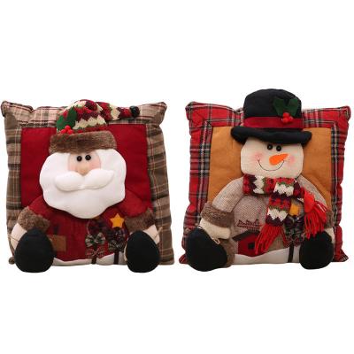 China Anywhere Burlap Christmas Rest Sofa Bed Home Car Office Hotel Decorations Cushion 3D Cartoon Santa Snowman Throw Pillow Gift for sale