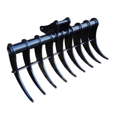 China Wear Resistant Steel Excavator Brush Rake Size Customized Excavator Root Rake for sale