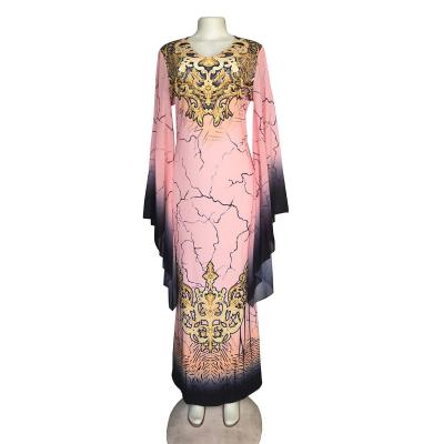 China Hot Sales Muslim Abaya Dresses Plus Size Tailoring African Women Clothing Dress Long V-Neckline Printed Vestido for sale