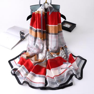 China Fashion \ high quality luxury classic ladies fashion long lightweight silk scarf wholesale comfortable \ durable hijabs printed silk scarves for sale