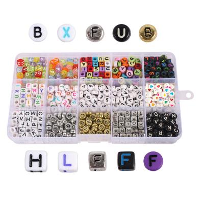 China Wholesale15 Accessories Grids Numbers and Letters Beads Loose Beads For Children DIY Handmade Bracelet Jewelry Accessories for sale