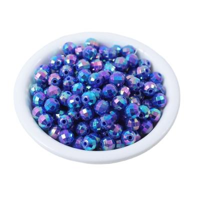 China Jewelry Preparing Good Quality Plastic Beads 6 Mm Faceted Beads AB Blue Color Loose Beads Factory Price for sale