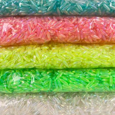 China DIY Wholesale Price Oval Rice Shaped 4*12mm AB Color Teardrop Beads Shiny Plastic Beads For Kids DIY for sale