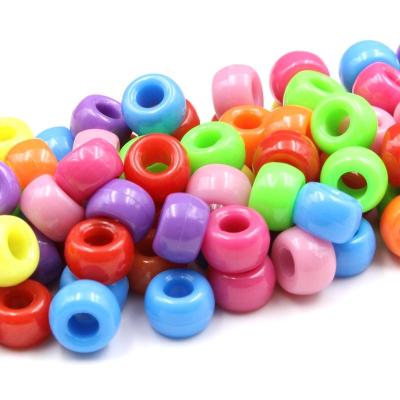 China Hot Necklace Tour Beads Solid Color 9mm Pony Plastic Beads For Jewelry DIY for sale