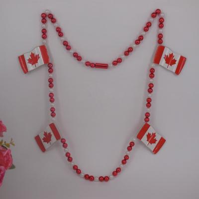 China Hot Sale DIY CRAFT Maple Leaf Shape Flag Beads Necklace Plastic Beads For National Day Party for sale