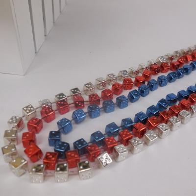 China Wholesale DIY CRAFT Dies Forms Red Blue And Silver Color Beads Necklace Plastic Beads For National Day Party for sale