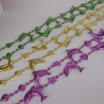 China DIY CRAFT Factory Price Mardi Gras Dolphin Shape Beads Plastic Necklace Beads For Mardi Gras Party for sale