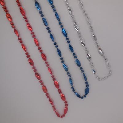 China DIY CRAFT Necklace Blue Color Wholesale Red And Silver Beads Plastic Beads For National Day Party for sale