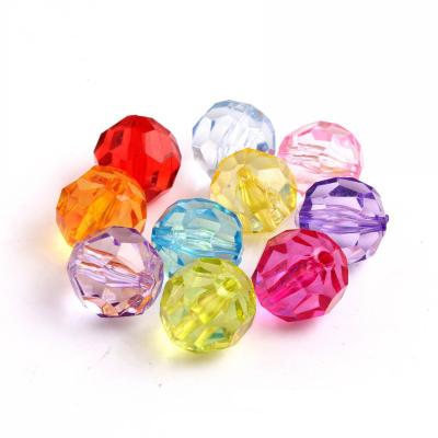 China Fashion Plastic Clear Round Facet Beads Acrylic Clear Disco Chunky Facet Beads For Jewelry Making Kids Necklace Decoration for sale