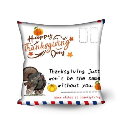 China Fat Anti-static Turkey Pumpkin Printing 2021 New Simple Style Thanksgiving Without Core Square Pillow Case for sale