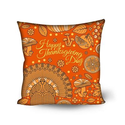 China Red Peach Cartoon Pumpkin Pillow Case Velvet Thanksgiving Day Pillow Case Square Design Soft Home Decorative Anti-static Cover for sale