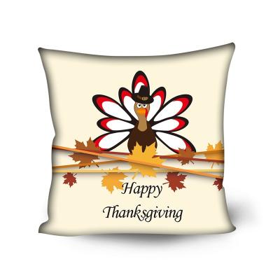 China 2021 New Cartoon Graffiti Cartoon Turkey Maple Leaf Pumpkin Pattern Printing Anti-Static Thanksgiving Party Pillow Case for sale