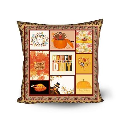 China Thanksgiving Theme Anti-static Harvest Autumn Harvest Print Maple Leaf Modern Maple Leaf Turkey Square Pillow Case for sale