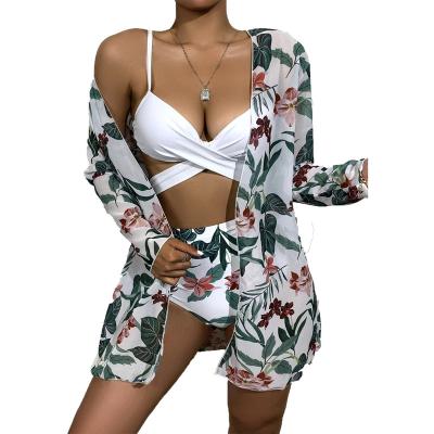 China Latest Design Custom Logo Bathing Suits Plus Size Long Sleeve Breathable 3 Piece Set for sale