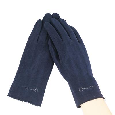 China Soft Leather Gloves Women's Spring and Autumn book Korean version of cute cycling bow warm autumn and winter windproof touch screen gloves for sale