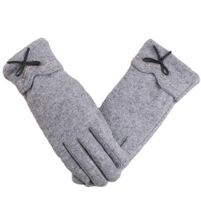 China Soft Leather Cashmere gloves Ladies winter cute with cashmere thickened warm winter Instagram five finger touch screen embroidery gloves for sale