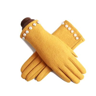 China Soft Leather Women's touch screen gloves for winter cycling warm suede gloves with finger and fleece thick cashmere gloves for sale