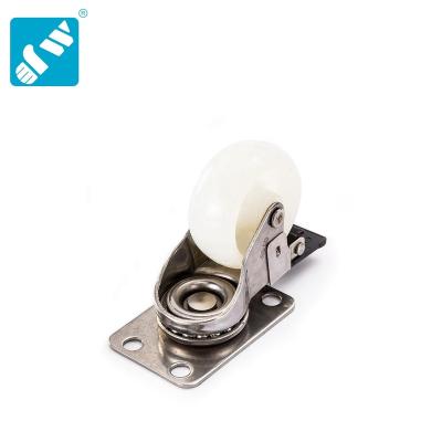 China 20kg Load Swivel Lock Stainless Steel Furniture Caster Anti-Corrosion White Nylon Wheel for sale