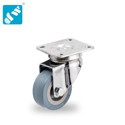 China Slient 2 in. blue gray artificial rubber. Diameter Gray PP Swivel Plate Small Caster Wheels for sale