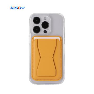 China Custom PU Leather Magnetic Card Holder Stand With UV Printing Logo for sale