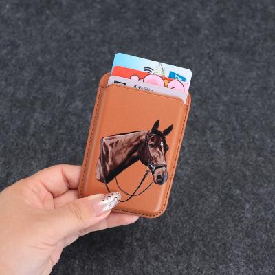 China PU Leather Magnetic Magsafe Wallet Card Holder With N52 Strong Magnets 25 Color for sale