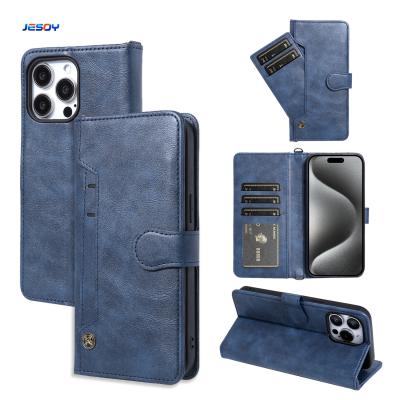 China Shockproof PU Leather Phone Folio Case Card Holder RFID Blocking Stand Flip Cover for sale