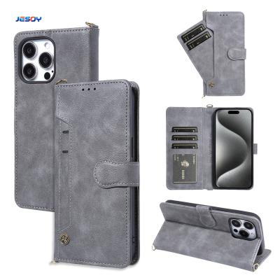 China Removable Strap PU Leather Phone Case Flip Cover Wallet Card Holder For IPhone for sale