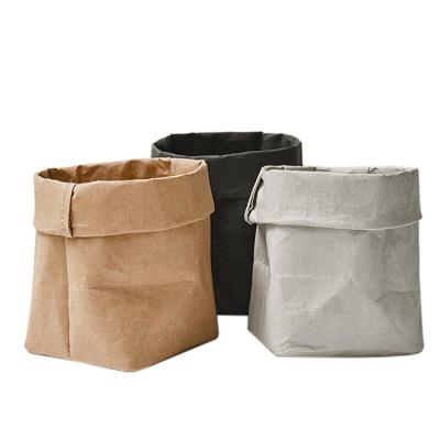 China Eco-Friendly Handled Kraft Paper Bag Storage Bage Fabric Washable Planter Bags With Custom for sale