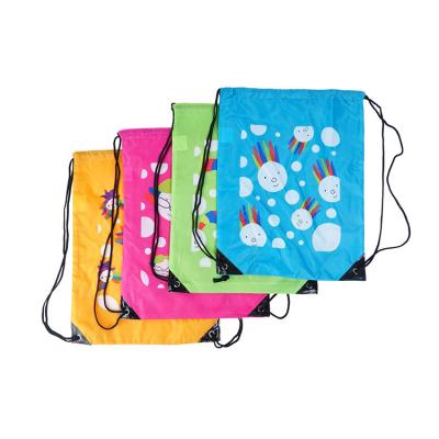 China Popular Products Design Handled Printed Polyester Nylon Drawstring Bag for sale