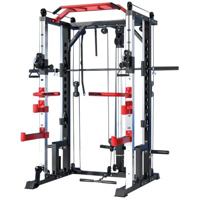 China Universal Safe Multi Station Strength Training Home Gym Equipment Squat Rack With Pulley for sale