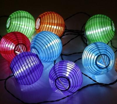 China Garden Outdoor Colorful Fabric Chinese Lanterns Led String Light Solar Powered For Garden for sale