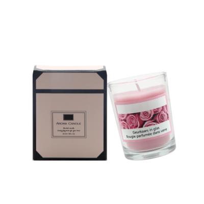 China Home Decor Aromatherapy Private Label Essential Oil Soy Wax Rose Glass Candle Jar Scented Luxury Smokeless Candle for sale