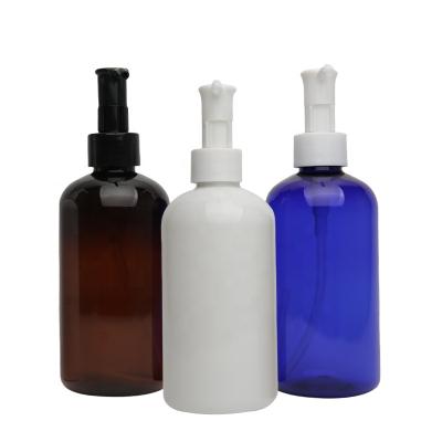 China Personal Care Blue White Brown Pet Lotion Round Refillable Bottle 100ml 250ml Customized Plastic Bottles With Pump For Cleaning for sale