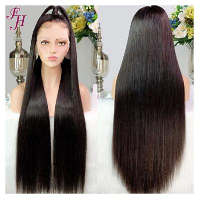 China Barely Shedding Invisible Wig Thick Smooth Soft FH Lace Wigs Straight Glueless Transparent Mink Hair Lace Front Hair Wigs 50 Inch Brazilian Wigs Real Bone for sale